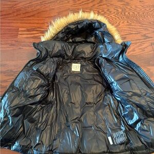 S13 Cozy Black Kids Puffer Jacket with removable  Fur Hood